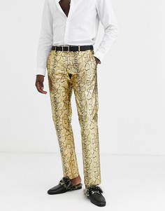 Золотистые брюки скинни со змеиным рисунком Twisted Tailor-Золотой