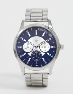 Мужские часы с металлическим браслетом и синим циферблатом Spirit-Серебряный