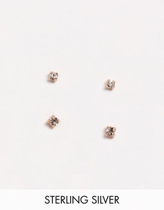 Набор эксклюзивных серебряных позолоченных маленьких сережек-гвоздов с камнями Kingsley Ryan-Золотой