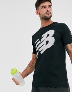 Черная футболка для бега с логотипом New Balance-Черный