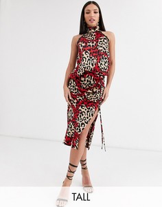 Присборенная юбка миди с леопардовым принтом Outrageous Fortune Tall-Мульти