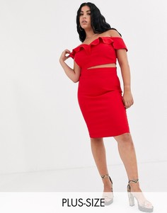 Красная юбка миди от комплекта Vesper Plus-Красный
