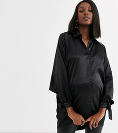 Черная атласная oversize-рубашка Blume Maternity-Черный