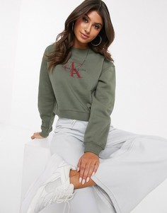 Кроп-топ с логотипом Calvin Klein Jeans-Зеленый