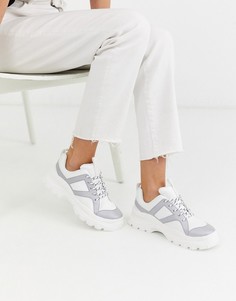 Белые кроссовки на массивной подошве со светоотражающей отделкой Monki-Белый