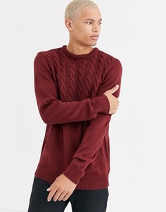 Бордовый свитер с отделкой узором в косичку Another Influence Tall-Красный