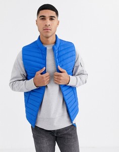 Дутый жилет кобальтового синего цвета ASOS DESIGN-Синий