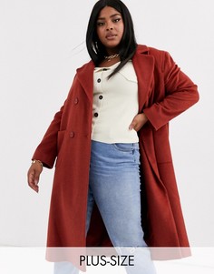 Длинное двубортное пальто с добавлением шерсти Helene Berman Plus-Красный