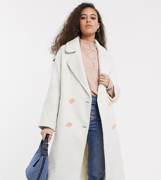 Кремовое пальто с броскими пуговицами ASOS DESIGN Petite-Кремовый