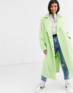 Пальто мятного цвета с объемными рукавами ASOS DESIGN-Зеленый