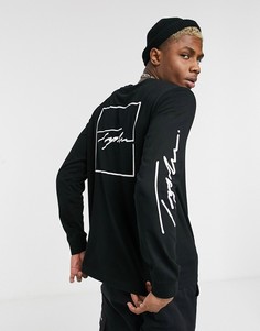 Черный лонгслив с принтом Topman