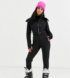 Приталенная горнолыжная куртка с искусственным мехом на капюшоне и поясом ASOS 4505 Petite ski-Черный