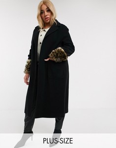 Пальто с манжетами из искусственного меха Helene Berman PLus-Черный