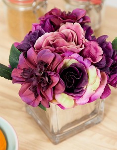 Фиолетовые розы в стеклянной вазе Candlelight-Фиолетовый