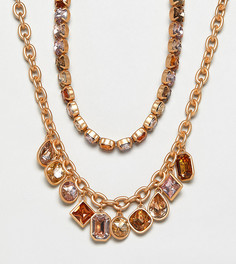 Ожерелья-цепочки со стразами Stradivarius-Золотой