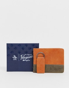 Подарочный набор с бумажником из искусственной кожи и брелоком Original Penguin-Светло-коричневый