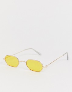 Солнцезащитные очки в овальной золотистой оправе с оранжевыми стеклами Jeepers Peepers-Золотой
