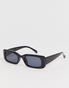 Черные узкие солнцезащитные очки в квадратной оправе ASOS DESIGN-Черный