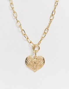 Золотистая цепочка с подвеской в форме сердца DesignB London-Золотой