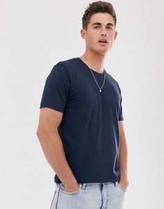 Темно-синяя футболка с круглым вырезом Celio-Синий