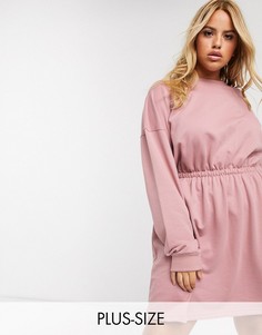 Розовое платье-футболка со сборками Missguided Plus-Розовый