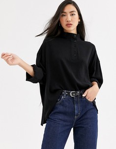 Черная блузка с высоким воротником Weekday-Черный