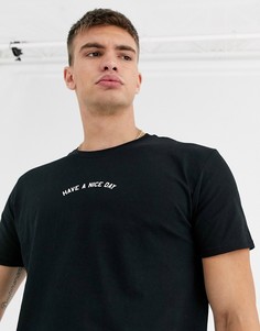 Черная футболка с надписью New Look-Черный