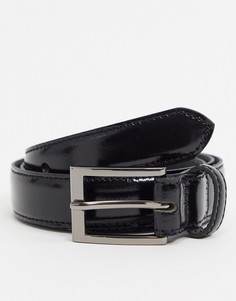 Черный лакированный ремень Topman