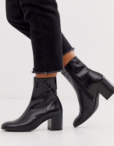Черные кожаные ботильоны на среднем блочном каблуке с закругленным носком Vagabond - Nicole-Черный