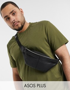 Черная кожаная сумка-кошелек на пояс ASOS DESIGN Plus-Черный