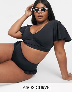 Черный бикини кроп-топ от комплекта ASOS DESIGN curve