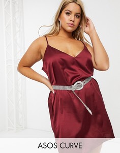 Серебристый пояс-цепочка со стразами ASOS DESIGN Curve-Серебряный