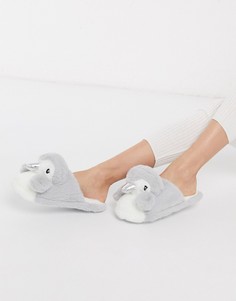 Серые слиперы с отделкой в виде пингвина New Look-Серый