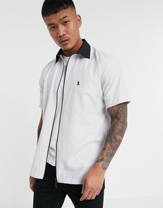 Серая рубашка в полоску с короткими рукавами и контрастным воротником Lockstock-Серый