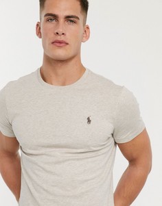 Бежевая футболка с логотипом Polo Ralph Lauren-Светло-коричневый