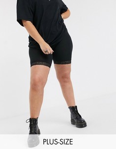 Черные шорты‑леггинсы с кружевной отделкой Only Curve-Черный