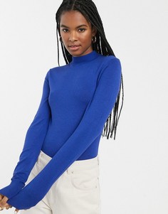 Синий джемпер в рубчик с круглым вырезом Monki