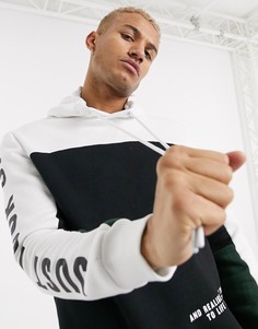 Худи черного цвета в стиле колор блок Bershka-Черный