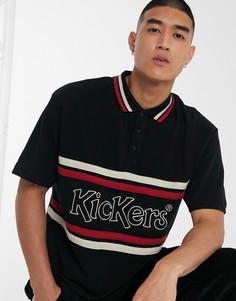 Черная футболка-поло с логотипом на вставке Kickers-Черный
