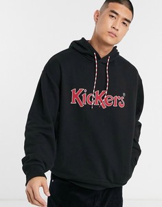 Худи черного цвета с большим логотипом Kickers-Черный