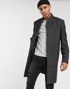 Черное пальто с высоким воротником Topman-Черный