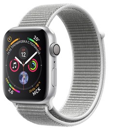 Умные часы Apple Watch Series 4, 40 мм, корпус из серебристого алюминия, спортивный браслет цвета «белая ракушка»