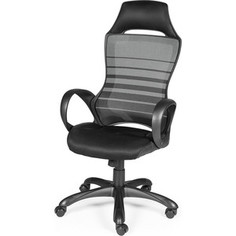 Кресло офисное NORDEN Реноме черный пластик/черная ткань/черно-серая полоска