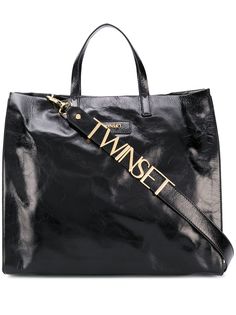 Twin-Set сумка-тоут с эффектом кракле и логотипом