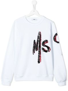 Msgm Kids свитер с логотипом и пайетками