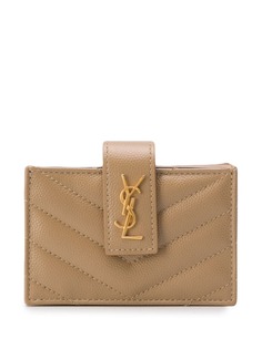 Saint Laurent стеганый картхолдер с монограммой