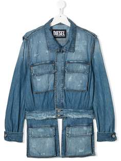 Diesel Kids джинсовая куртка с карманами карго