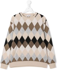 BRUNELLO CUCINELLI KIDS джемпер с узором аргайл