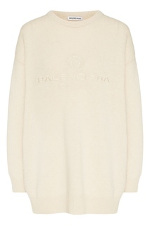 Белый джемпер оверсайз с логотипом Balenciaga