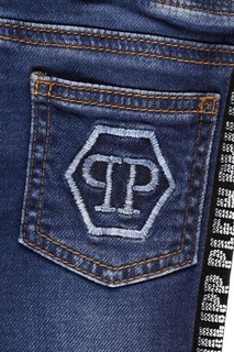 Синие джинсы с лампасами Philipp Plein Kids